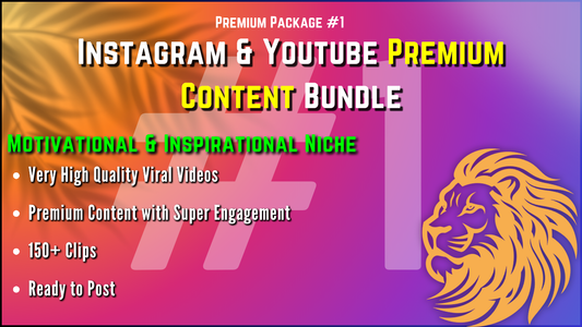 Instagram Reels and Youtube Shorts - Ready to Post PREMIUM Content Bundle | With English Subtitles |  Premium Package [Motivational and Inspiration Niche] - 150+ Premium Quality Clips