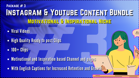 Instagram Reels and Youtube Shorts - Ready to Post Content Bundle | With English Subtitles |  Package - 3 [Motivational and Inspiration Niche] - 100 Clips Good Quality