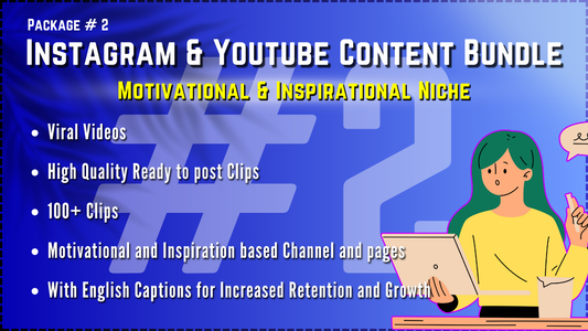 Instagram Reels and Youtube Shorts - Ready to Post Content Bundle | With English Subtitles |  Package 2 [Motivational and Inspiration Niche] - 100 Clips Good Quality