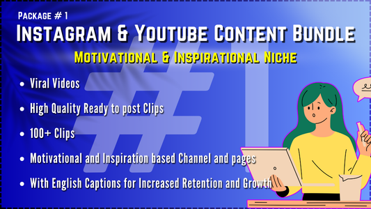 Instagram Reels and Youtube Shorts - Ready to Post Content Bundle | With English Subtitles |  Package 1 [Motivational and Inspiration Niche] - 100 Clips Good Quality